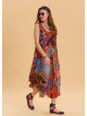 Boat Neck Loose Cut Orange Casual Dress 4665